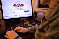 person looking for job online